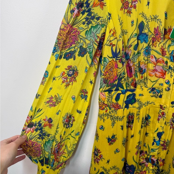 Boden Yellow Occasion Maxi Shirt Floral Prairie Dress - Picture 8 of 13